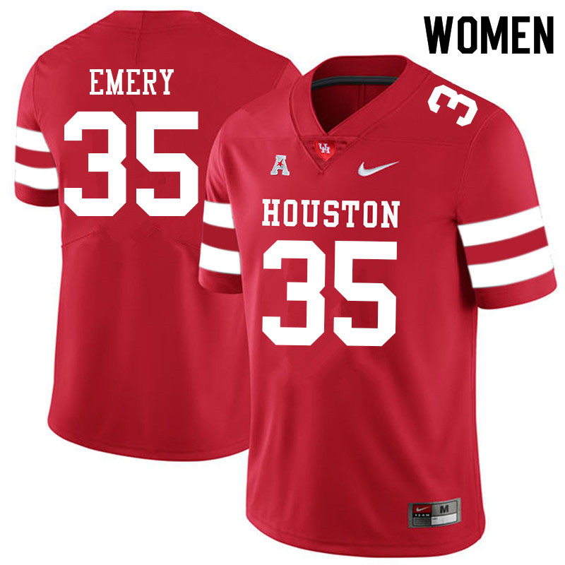 Women #35 Jalen Emery Houston Cougars College Football Jerseys Sale-Red - Click Image to Close